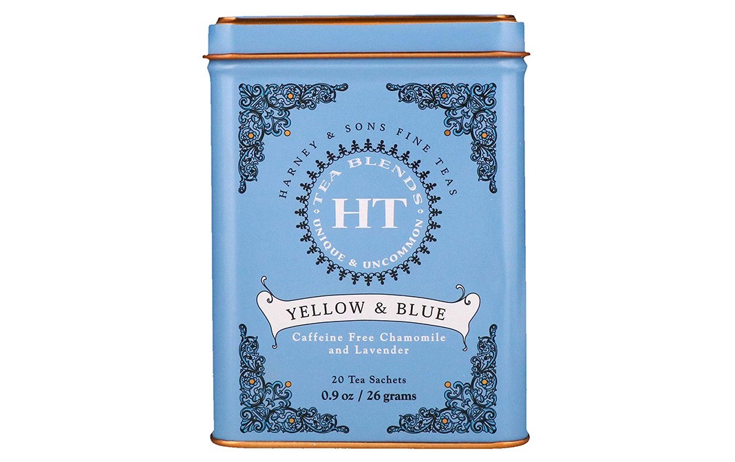 Harney & Sons Yellow & Blue, Caffeine Free Chamomile and Lavender Tea  Tin  20 pcs